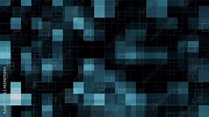 Abstract futuristic digital concept square pattern with lighting glowing particles square elements on dark background. Digital binary code matrix background - 3D rendering of a scientific technology Stock Video