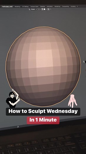 32K views · 1K reactions | Sculpting Wednesday ✨✍️. #3dmodeling #3dart #wednesdayaddams #Netflix #b3d #blender3d #3dmodeling #art #artist #sculpting #sculpture | YanSculpts | Facebook