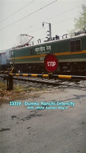 Dumka-Ranchi Intercity Express😈at level crossing with 38035 Asansol Wag9.🗿 #train