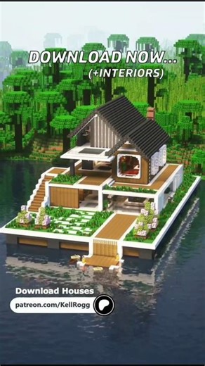 modern lake house 🏡 minecraft