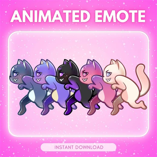 ANIMATED Emotes Twitch & Discord - Cat Raid Emote <3 - Two in One Emotes - Etsy Canada