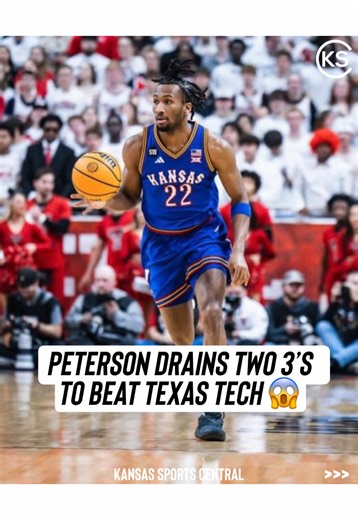 Darryn Peterson took OVER late🔥 Back-to-back CLUTCH 3s in crunch time and Kansas storms back to knock off #13 Texas Tech 😳 #fyp #kansas #kansastiktok #cbb
