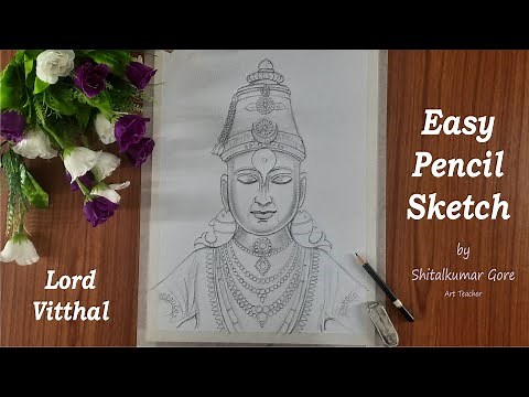 Vitthal Easy Drawing, Lord Shri Vitthal pencil sketch For Bigginers, pandurang draw, art master gore