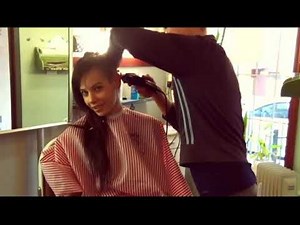 Girl gets a sideshave haircut in Barbershop 💈