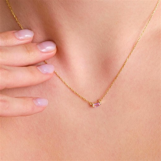Alexandrite Birthstone Necklace, Gold Plated, June Gemstone - Etsy