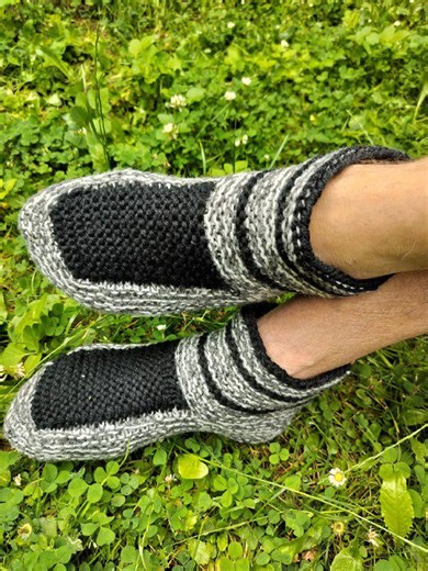 Hand-knitted Wool Slipper Socks for Home - Etsy