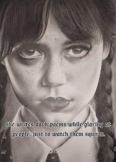 Wednesday Addams | Realistic Pencil Drawing + Short Story