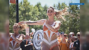 Laney Puhalla started baton twirling as a toddler and now performs with the UT band