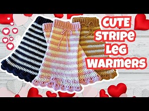 Cute striped leg warmers for Valentine's Day ❤️ Crochet leg warmer tutorial easy for beginners 💕 🎀