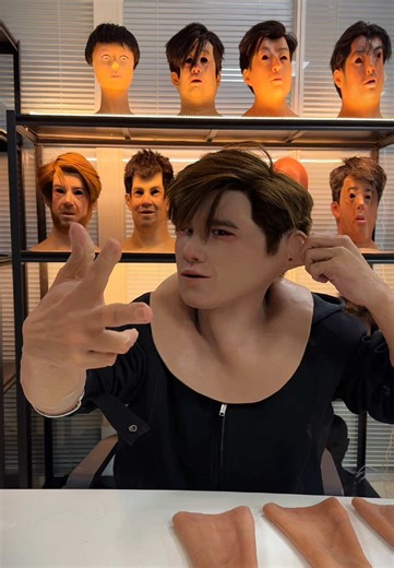 Realistic Silicone Mask and Glove Display Showcase