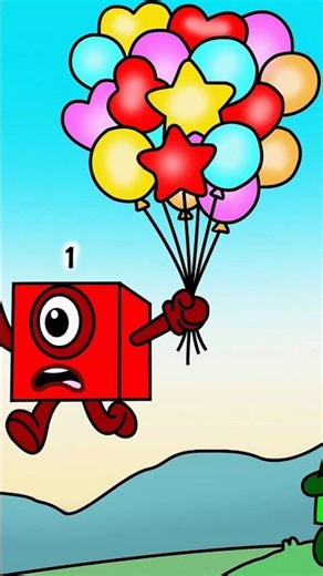 Greedy NB 1 Floats Away Carrying Too Many Air Balloons #numberblocks #gaming #gameplay
