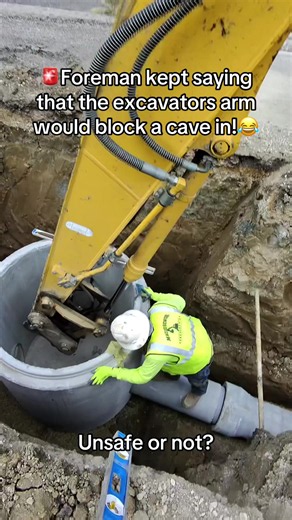 Construction site safety: Excavator arm vs. cave-in — Unsafe or not?