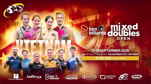 7.4K views · 59 reactions | 2025 Box Billiards Mixed Doubles Open Partners and Sponsors Little Monster Yalin Box Billiards Predator Cues Kamui WPA | Predator Pro Billiard Series | Facebook