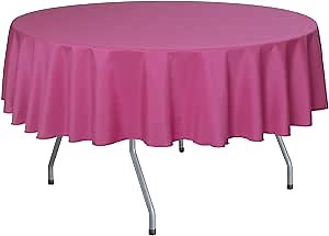 Ultimate Textile 84-Inch Round Polyester Linen Tablecloth Hot Pink