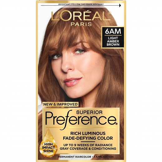L'Oreal Paris Superior Preference Permanent Hair Color, 6AM Light Amber Brown, 1 kit