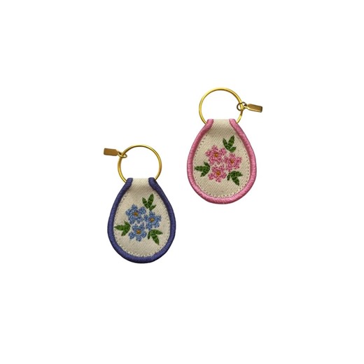 Embroidered Field Flower Patch Keychain - Blue/pink - Etsy