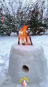 Quick fire in snow! DIY ice-snow stove, windproof & long-burning🔥❄️