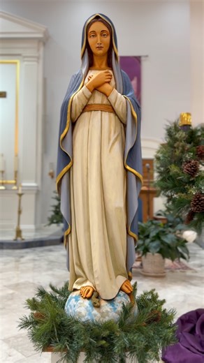 Recently, our statue of the Blessed Virgin Mary was beautifully restored and painted. The same artist who carved and painted our statue of Saint Dymphna was able to colorize and restore the Blessed Virgin Mary. #nwkarchdiocese #livingstonnj #essexcountynj #catholic #blessedvirginmary | The Church of St. Philomena, Livingston NJ