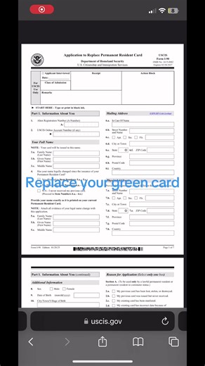 Let’s get your green card renewed. Lost,Stolen,Damaged or about to expire. This is the I-90 form that you will need to use. Dm and save this video. #immigrationtips #greencardrenewal #immigrationhelp #immigrationlaw #greencard