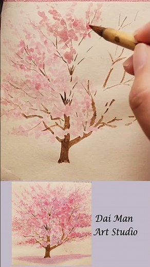 Easy Cherry Blossom Tree - Watercolor Painting for Beginners