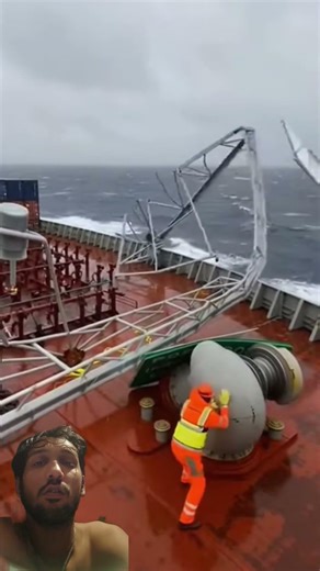massive sign structure collapse #ocean #ship #strom #waves #northsea