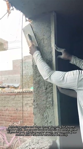 Professional Window Corner Plastering Technique for Clean Edges #worker #process #masonry #diy
