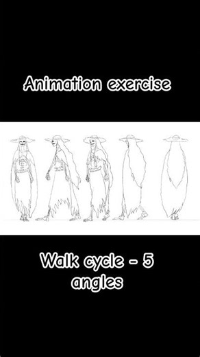 Animation exercise - 5 angles walk cycle #animation #animation2d #walkcycle #art