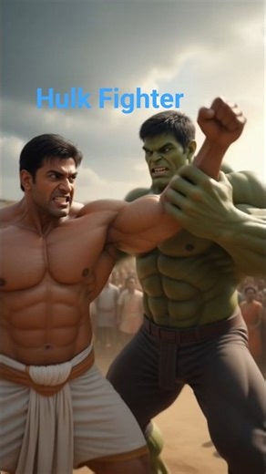 A fight between Hulk and a powerful man 💪