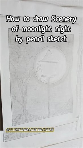 How to draw Scenery of moonlight night by pencil sketch.#colordrawing #sketch #shorts #shorts #short