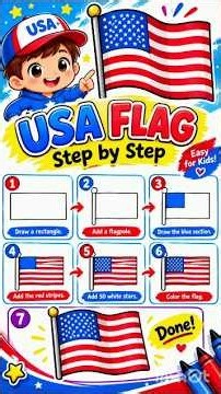 How to Draw the American Flag 🇺🇸 | Easy Step-by-Step Drawing for Kids# USA shorts #