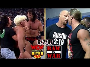 WCW Nitro vs. WWF RAW - June 2, 1997 Full Breakdown - Flair v Hall - Savage Madness - Austin/HBK-LOD