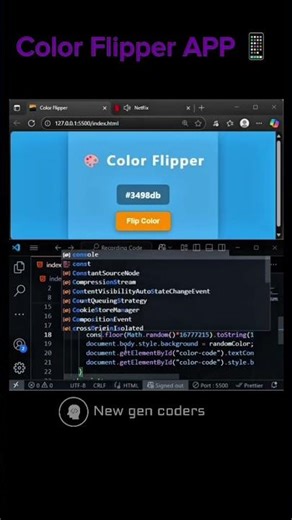 color flipper app #coding #frontendcourse #webdesign #staticwebsitedesign #python #viral