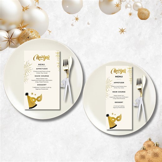 Editable New Year's Eve Menu Template: Stylish Celebration (instant Download) - Etsy