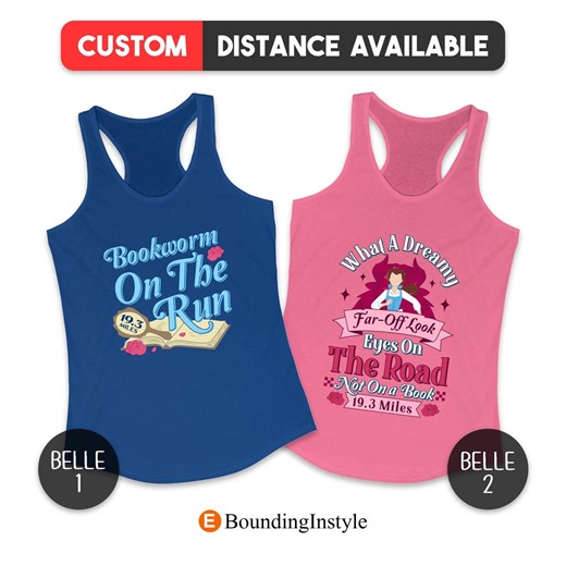 Belle 19.3 Miles Running Costume, Rundisney Princess Tank Tops, Beauty and the Beast, Fairytale Challenge, Runner 5K, 10K, Half Marathon - Etsy
