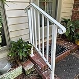 2 Pack 3 Step Handrails for Outdoor Steps, Wrought Iron Stair Railing Fits 2 or 3 Steps, Metal Hand Rail with Installation Kit, Staircase Handrails for Concrete, Porch, Deck, Exterior Steps, White