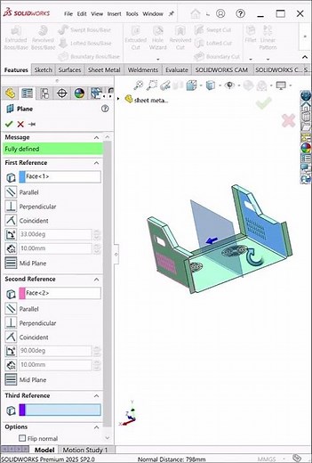 Reference Plane in SolidWorks | Create Mid Plane Tutorial #shorts