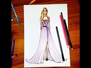 Fashion Illustration : Draw a gown for beginners (easy)