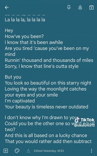 You and I by Chance - Song Lyrics