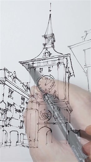 The Zitglogge in Bern, Switzerland, a sketch. #architecturalsketching #sketch #drawingtechniques