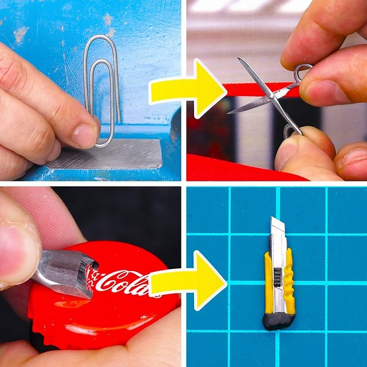 13M views · 27K reactions | DIY mini scissors from a paperclip and an office knife from a bottle cap.  | 5-Minute Crafts | Facebook
