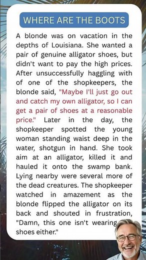 Hilarious Dumb Blonde Alligator Shoes Joke 😂 #yourdailydose #yourdailyjoke #dailyjokes #usahumor