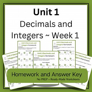 Decimals and Integers | 7th grade Math | Homework and Easel Bundle | Week 1