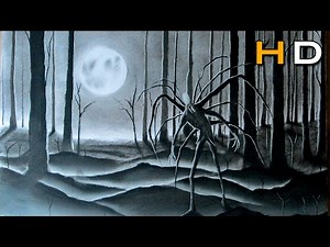 Slenderman in the Forest Speed Drawing - Scary Art - Timelapse