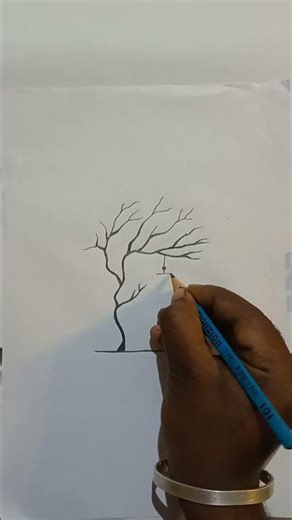 Peaceful Tree with Hanging Lantern | Simple Pencil Art #happysmilearts #art #shorts #pencilart