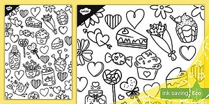 Valentine's Day Pattern Doodle Colouring Sheet