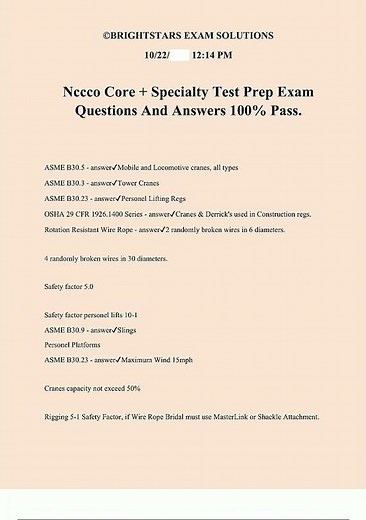 Nccco Core Specialty Test Prep Exam Questions And Answers 100 Pass1428 new video