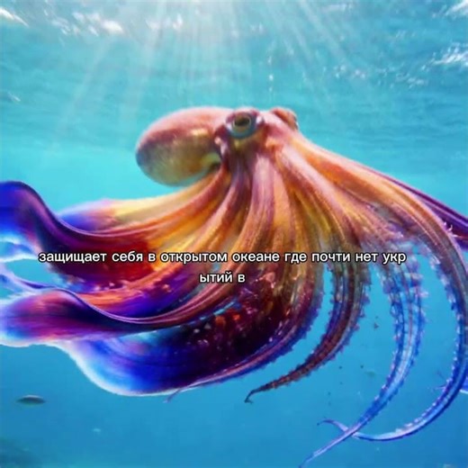 In the vast expanses of the open ocean lives the frilled octopus, Tremoctopus violaceus.