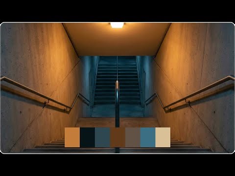 Sodium-Vapor Stairwell with Cool Shadow Spill — Cinematic Color Palette | Color Vibe Archive