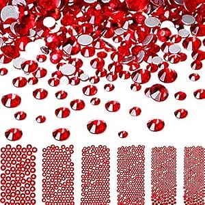 Amazon.com: Bememo 3456 Pcs Crystals Diamond Rhinestones AB Clear Flat Back Round Gems Flatback Glass Mixed Size Crystals Gems for Crafts Clothes Shoes Makeup Bags Decor, 6 Sizes(Red) : Beauty & Personal Care