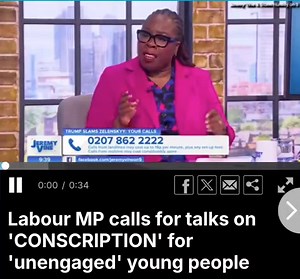 This Birmingham, Labour MP joins the chorus for conscripting our youth for something which doesn't concern us. Mail: Paulette Hamilton, MP for Birmingham Erdington, warned the UK's 'borders are being threatened', adding: 'Young people have not engaged but they're going to have to.' Appearing on Channel 5's Jeremy Vine show this morning, Ms Hamilton was asked about how Britain might supply boots on the ground in eastern Europe. Starmer has said he is prepared to send UK troops to the war-torn cou